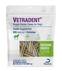 Dechra VETRADENT Veggie Dental Chews for Medium Dogs, 30 Count l ...